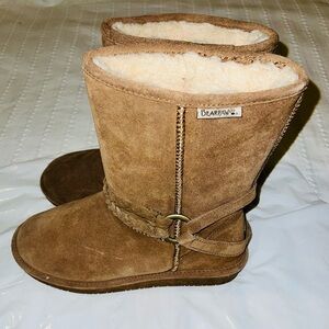 BearPaw Brown Suede Boots with Buckle